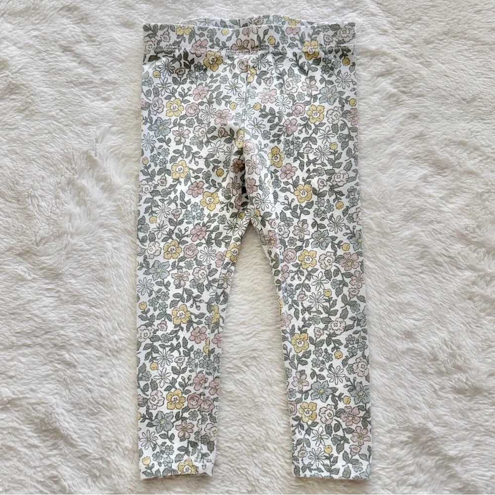 Tahari Kids Flutter Sleeve Top and Floral Leggings Set Pink Green Size 18 Months
